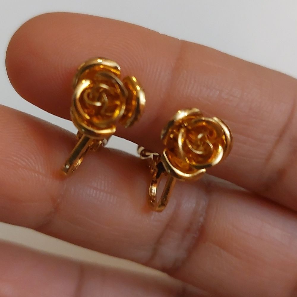 Gold Rose Clip-On Earrings - Women Jewelry Earrings